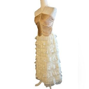 Ivory Tiered Ruffle Maxi Skirt | Size Small